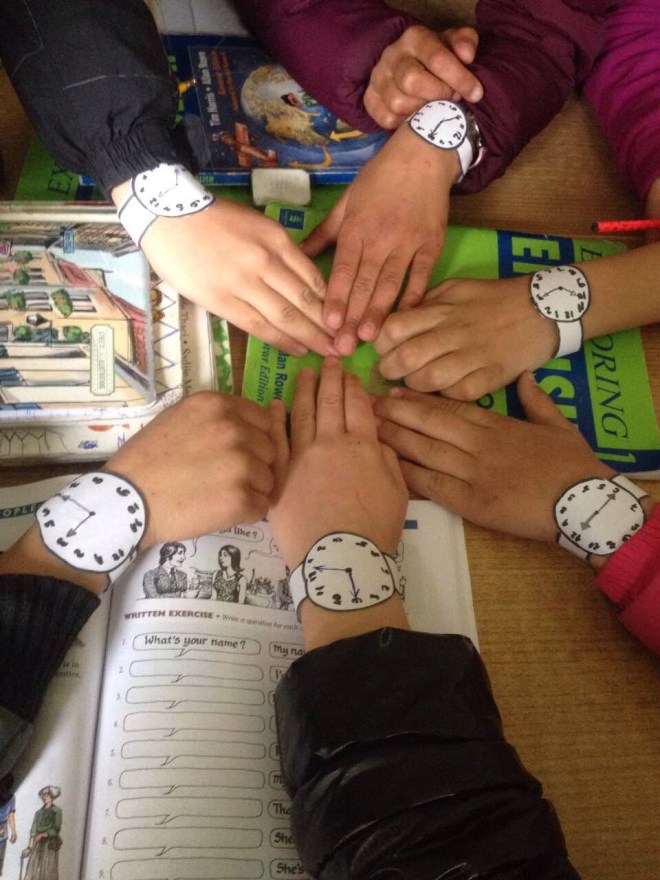 classroom game activity paper watches telling time
